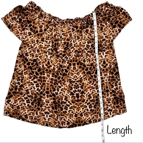 Entro Boutique Leopard Catimal Animal Print Off The Shoulder Top Blouse Size M - Picture 13 of 17